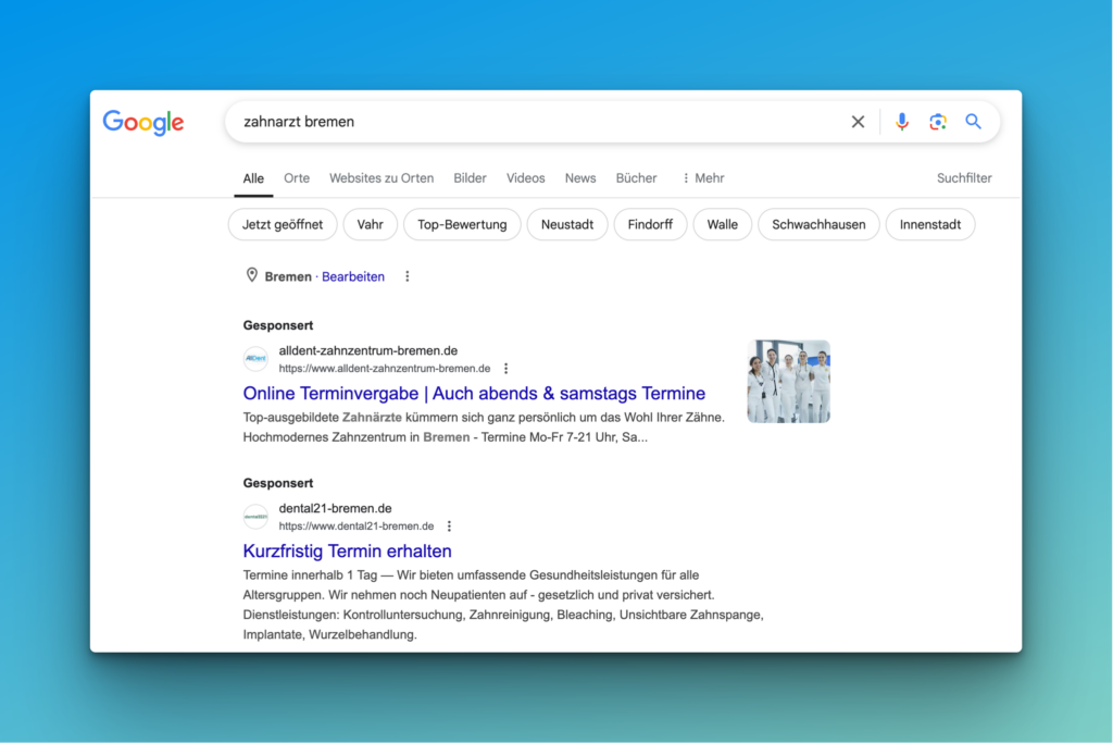 Google Werbung schalten Beispiel