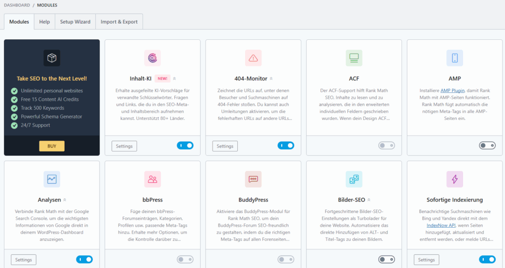 Homepage mit WordPress erstellen RankMath